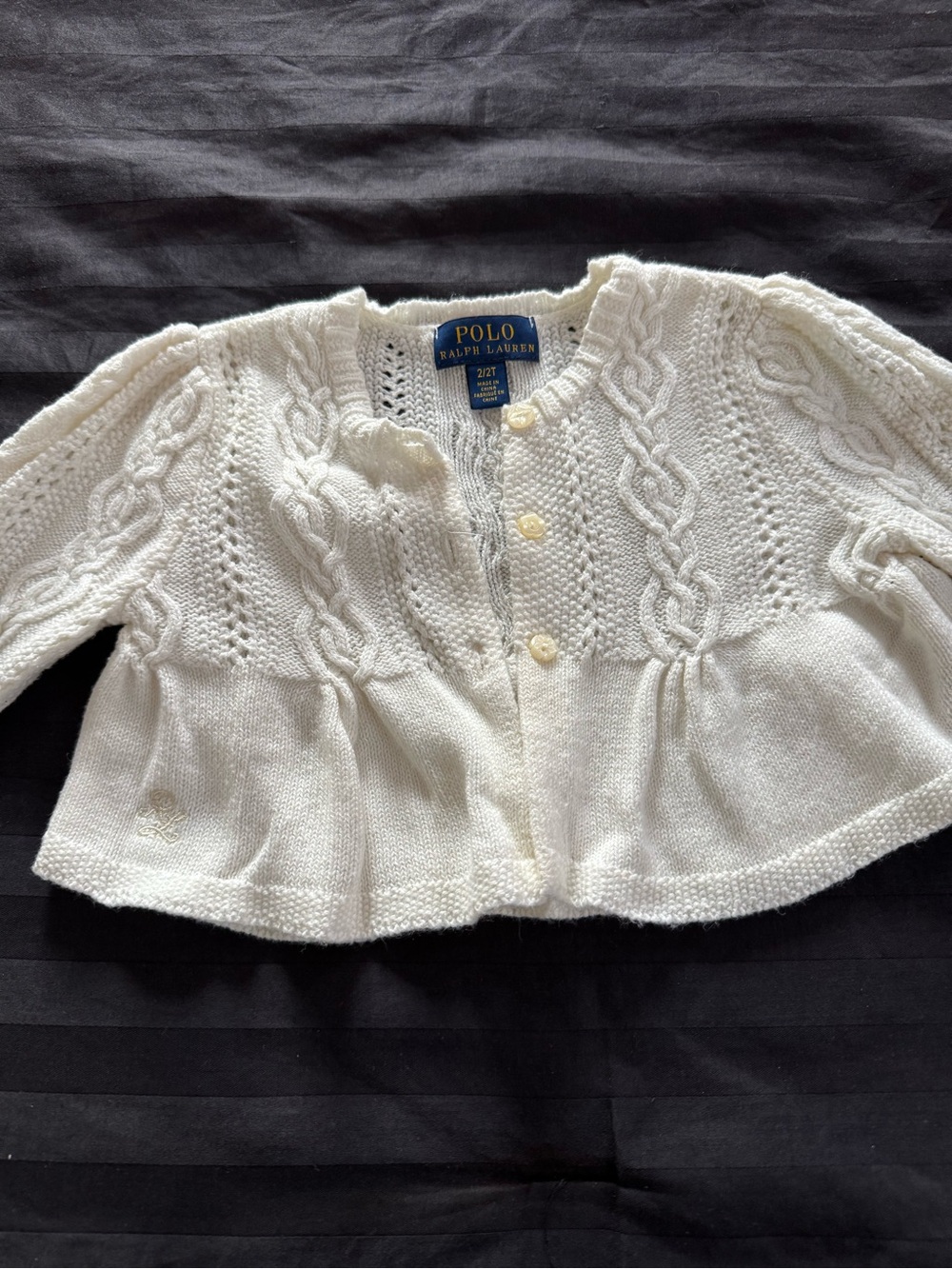 Polo by Ralph Lauren Ivory Cable Knit  toddler ‘s Cardigan